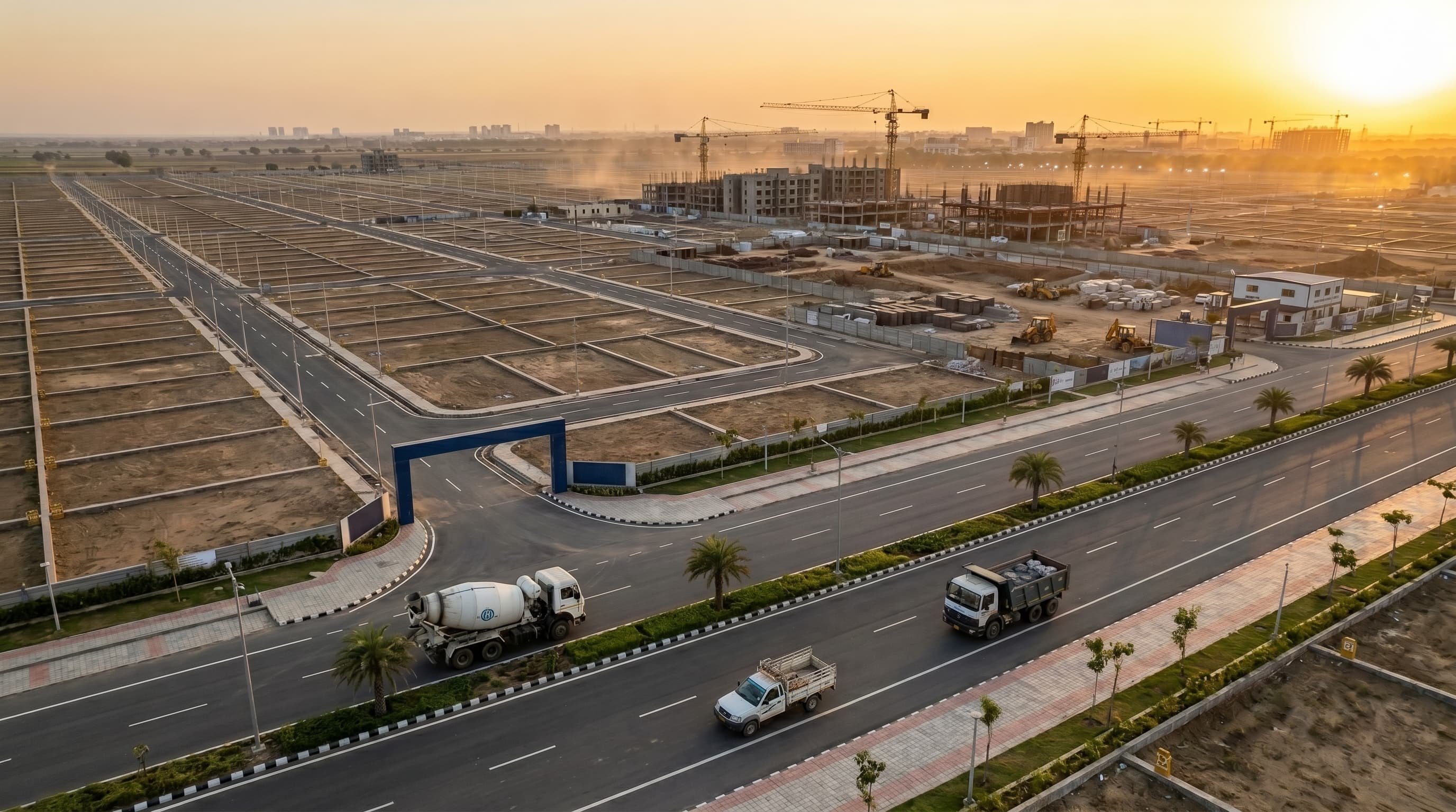 Community green landscape — water-positive planting across the development